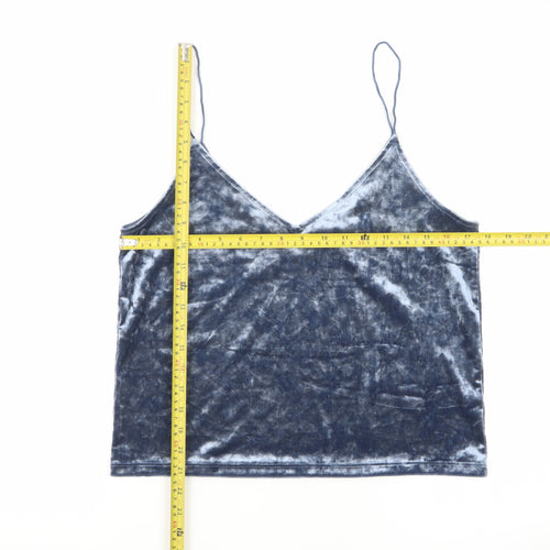 H&M Women Blue Velvet Camisole Vest Top Size M