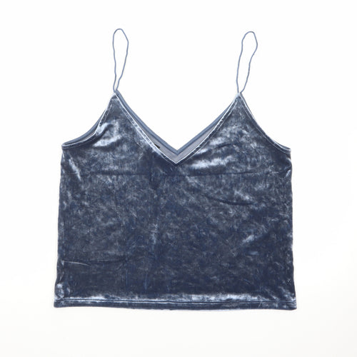 H&M Women Blue Velvet Camisole Vest Top Size M