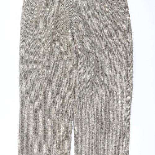 ba&sh Women's Beige Wool Herringbone High-Waist Wide-Leg Trousers S