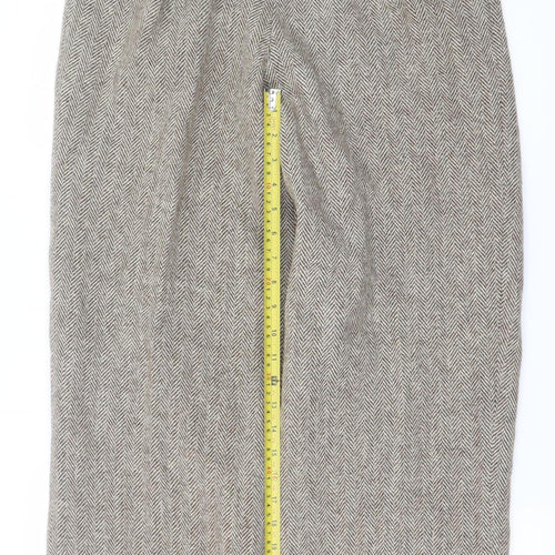 ba&sh Women's Beige Wool Herringbone High-Waist Wide-Leg Trousers S