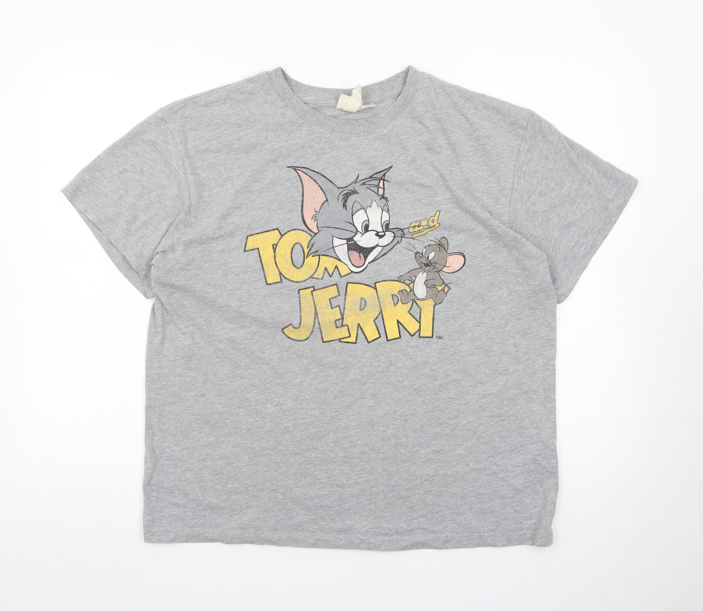 H&M Women's Grey Tom and Jerry Short Sleeve Cotton T-Shirt M