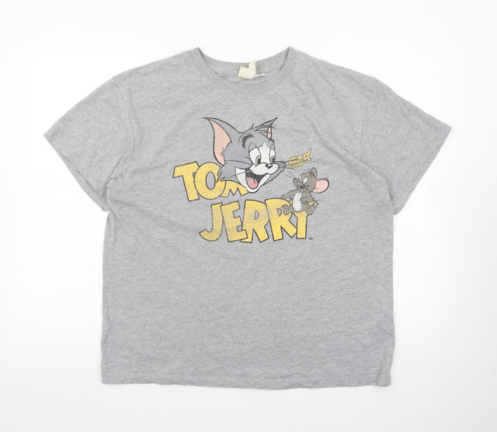 H&M Women's Grey Tom and Jerry Short Sleeve Cotton T-Shirt M
