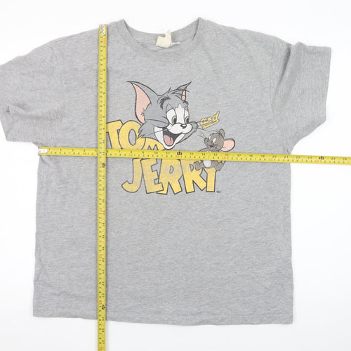 H&M Women's Grey Tom and Jerry Short Sleeve Cotton T-Shirt M