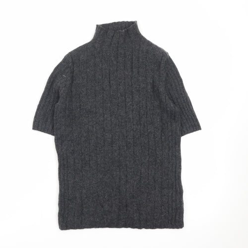 Farhi by Nicole Farhi Women Grey Pure Cashmere Short Sleeve Roll Neck Top M