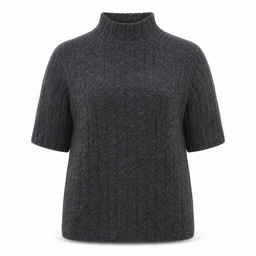 Farhi by Nicole Farhi Women Grey Pure Cashmere Short Sleeve Roll Neck Top M