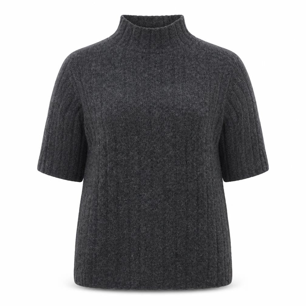 Farhi by Nicole Farhi Women Grey Pure Cashmere Short Sleeve Roll Neck Top M