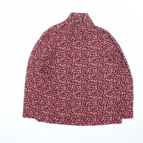 Marks and Spencer Womens Red Floral Roll Neck Long Sleeve Jersey Top Size 16