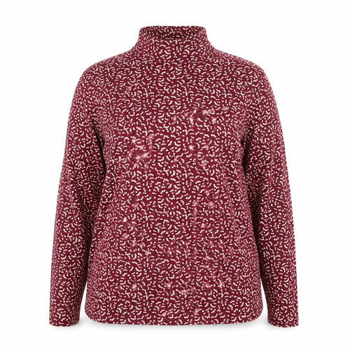 Marks and Spencer Womens Red Floral Roll Neck Long Sleeve Jersey Top Size 16