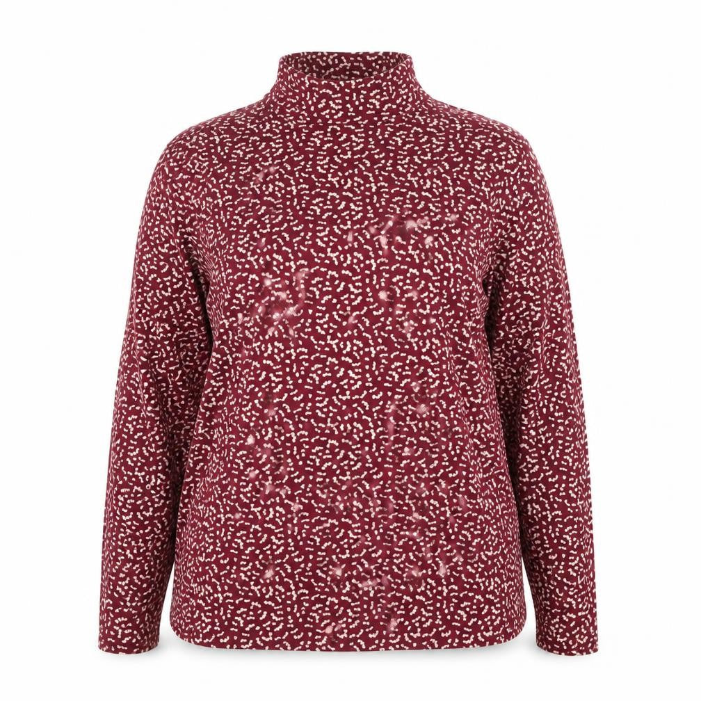 Marks and Spencer Womens Red Floral Roll Neck Long Sleeve Jersey Top Size 16