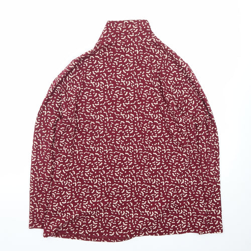 Marks and Spencer Womens Red Floral Roll Neck Long Sleeve Jersey Top Size 16