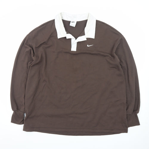 Nike Men’s Brown Long Sleeve Polo Shirt M Classic Sports Style