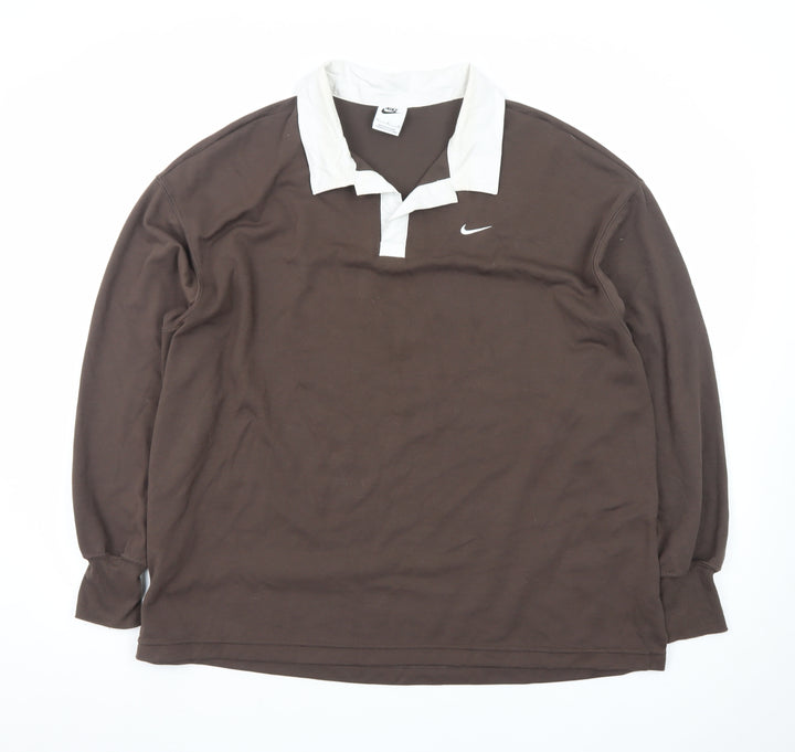 Nike Men’s Brown Long Sleeve Polo Shirt M Classic Sports Style