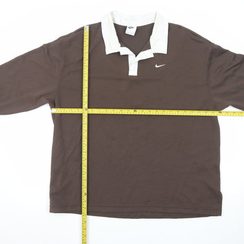 Nike Men’s Brown Long Sleeve Polo Shirt M Classic Sports Style