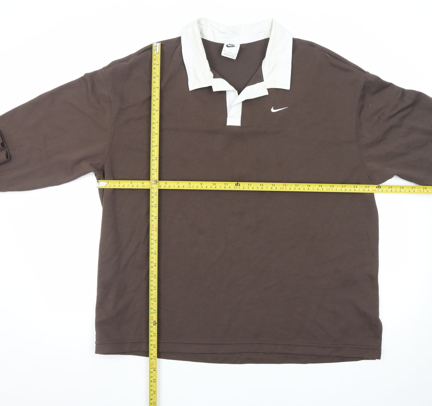 Nike Men’s Brown Long Sleeve Polo Shirt M Classic Sports Style