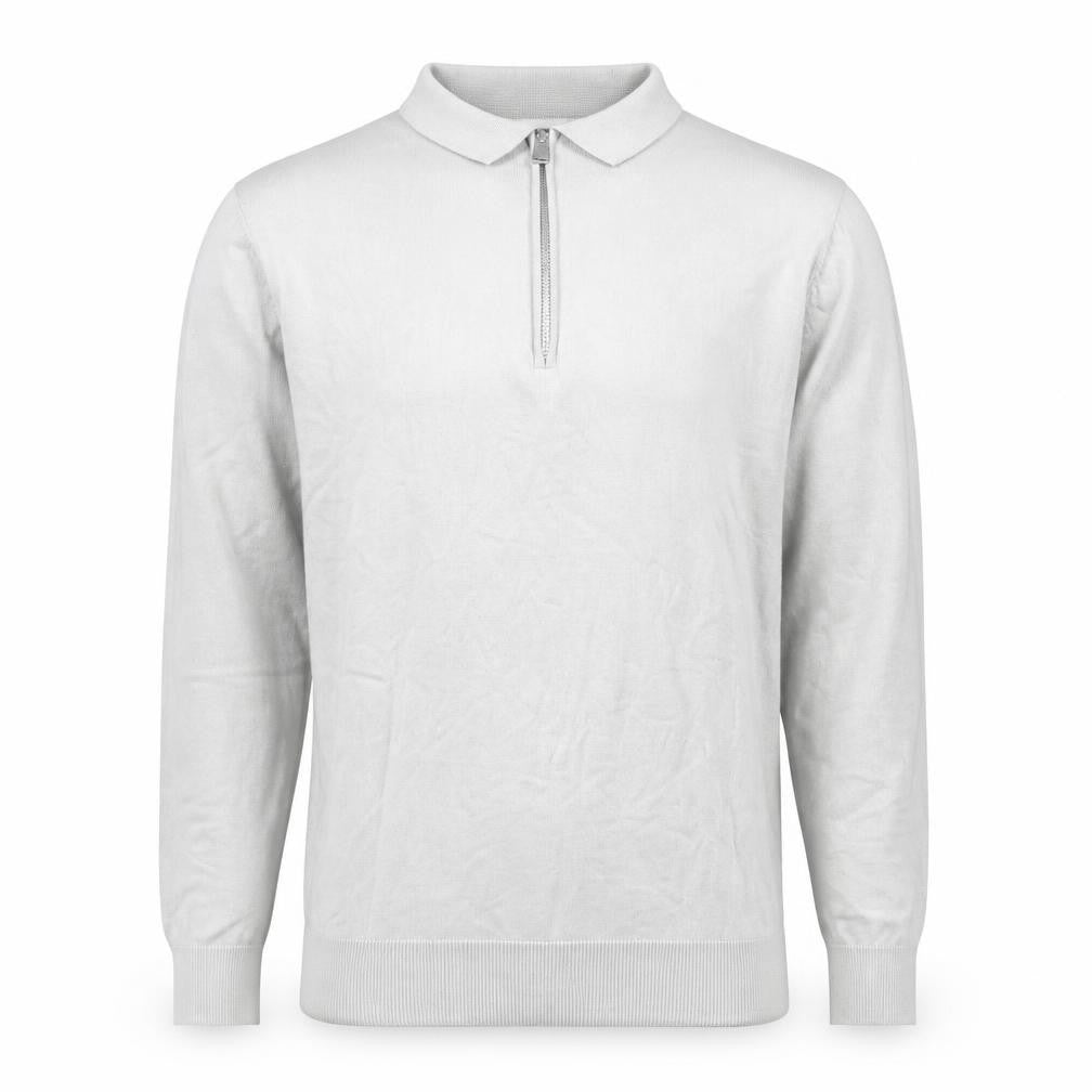 Front view of CAPO Men's Grey Cotton Half Zip Long Sleeve Casual Top, size M
