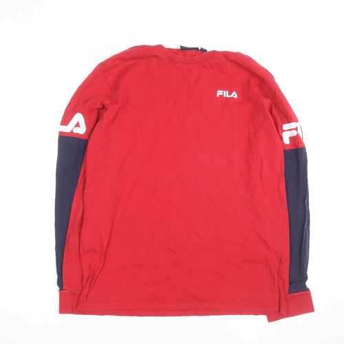 FILA Men’s Red Long Sleeve Colourblock Sports Top Size S