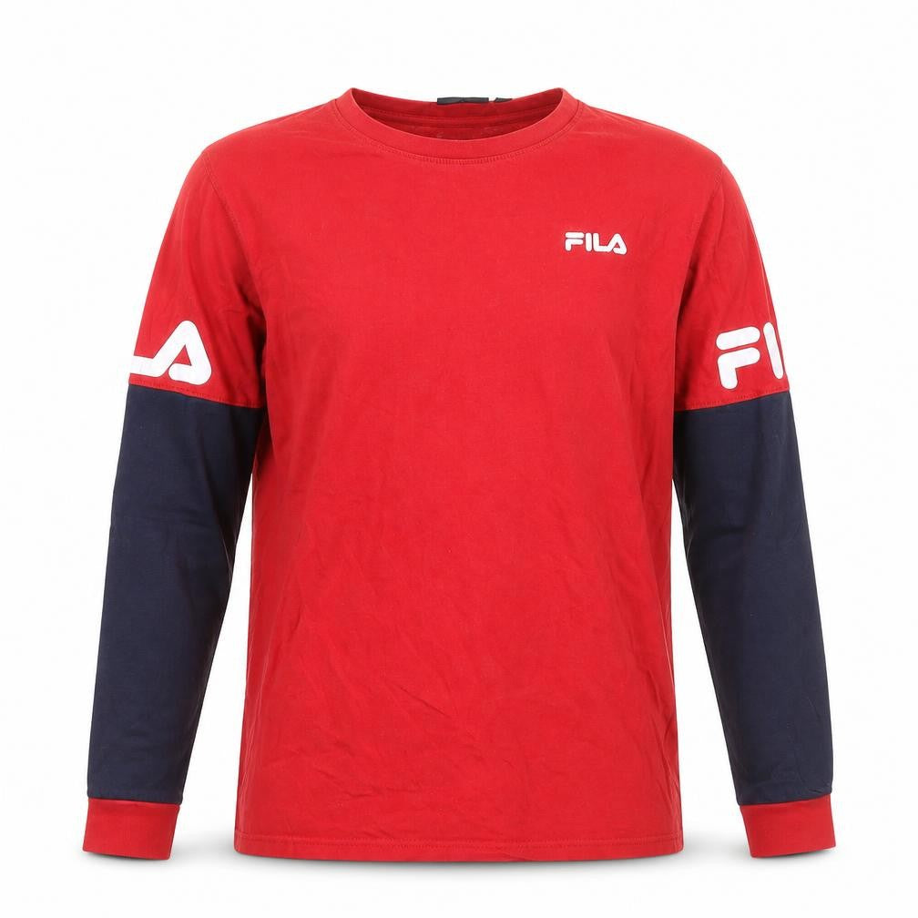 FILA Men’s Red Long Sleeve Colourblock Sports Top Size S