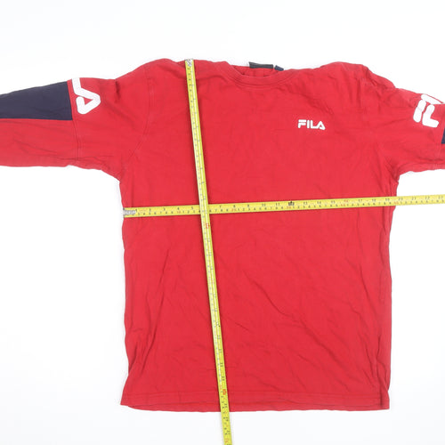 FILA Men’s Red Long Sleeve Colourblock Sports Top Size S