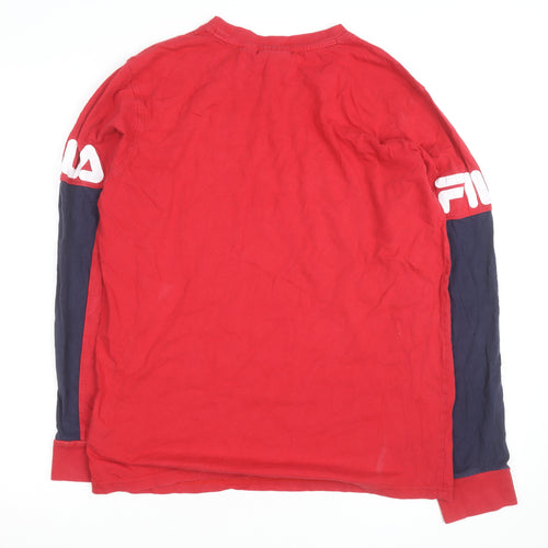 FILA Men’s Red Long Sleeve Colourblock Sports Top Size S