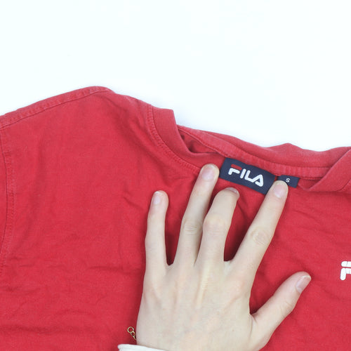 FILA Men’s Red Long Sleeve Colourblock Sports Top Size S