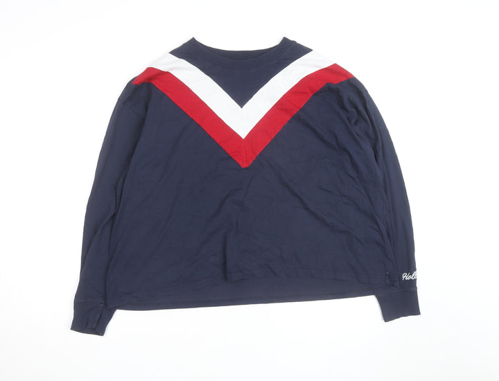 Hollister Men Navy Blue Long Sleeve Boyfriend Tee Size L Cotton Top