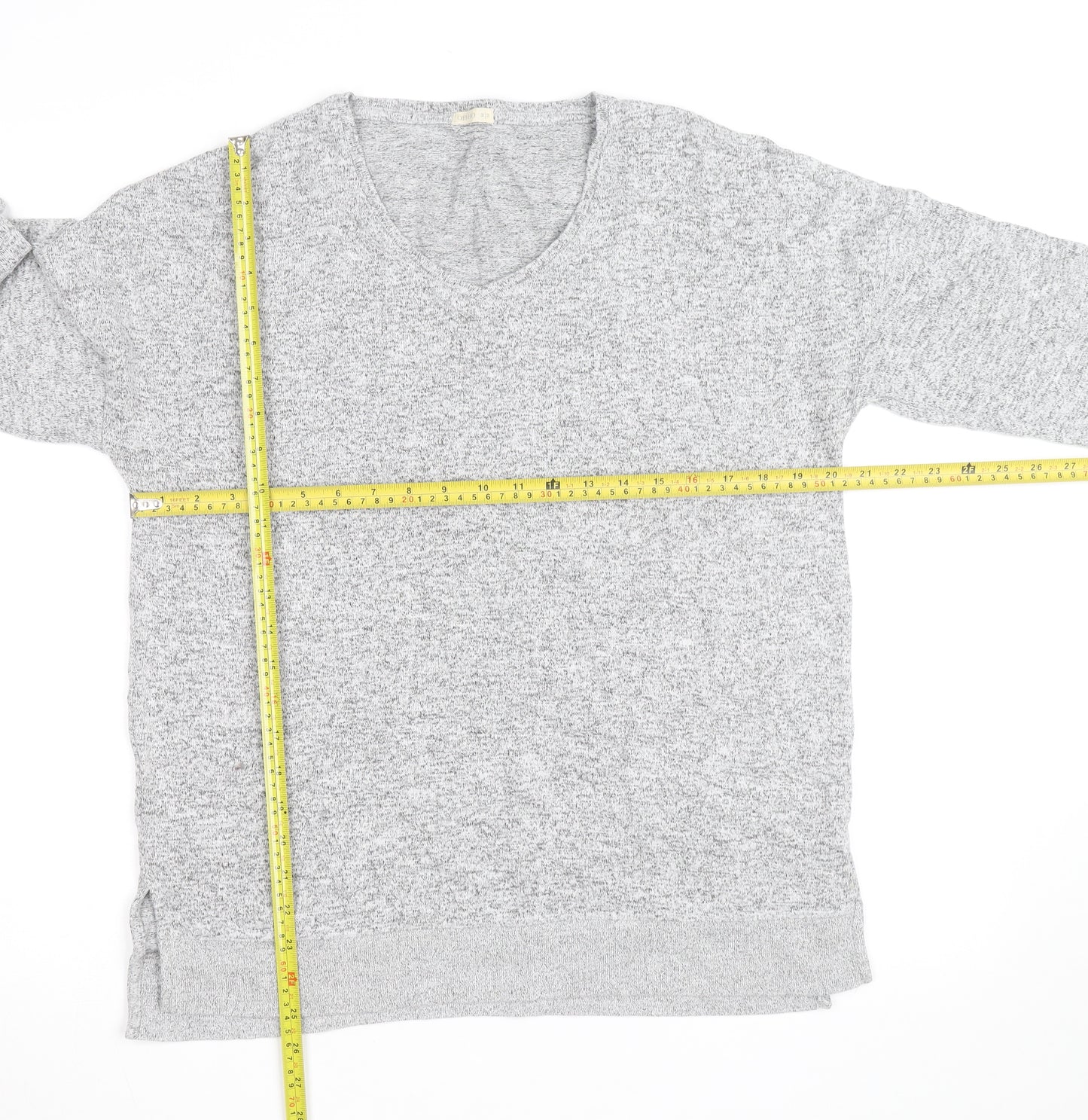 Oysho Unisex Grey V-Neck Knit Pullover Jumper Size M