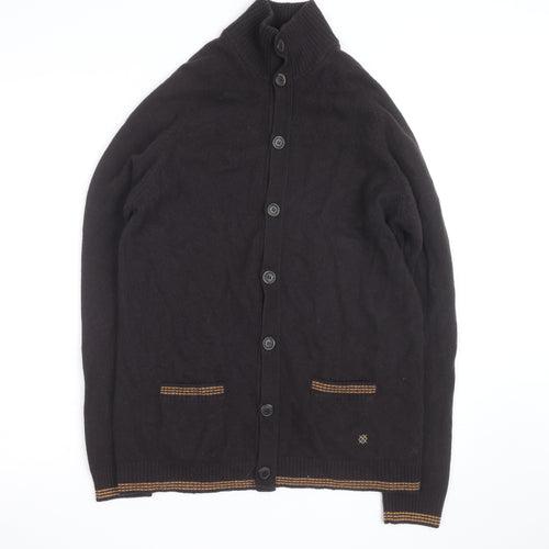 Burlington Men's Black Wool Cashmere Cardigan S High Neck
