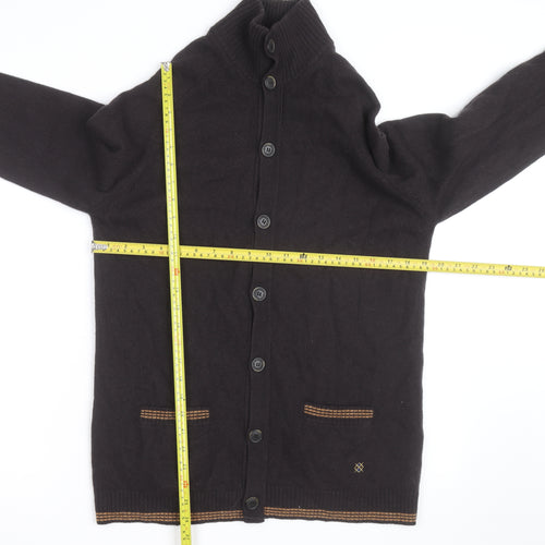 Burlington Men's Black Wool Cashmere Cardigan S High Neck