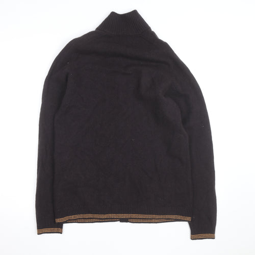 Burlington Men's Black Wool Cashmere Cardigan S High Neck