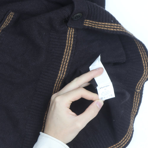 Burlington Men's Black Wool Cashmere Cardigan S High Neck