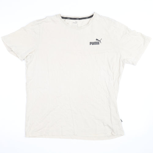 Puma Men's Beige Crew Neck Short Sleeve Cotton T-Shirt Size L