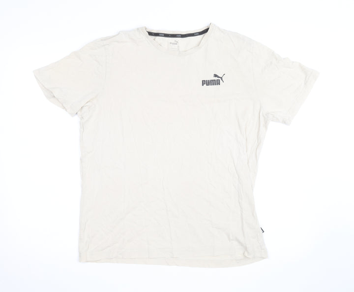 Puma Men's Beige Crew Neck Short Sleeve Cotton T-Shirt Size L