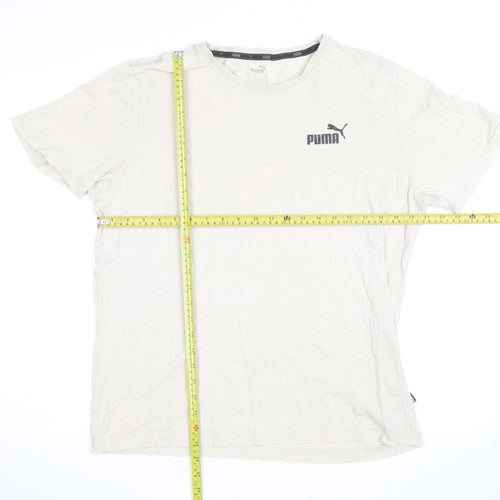 Puma Men's Beige Crew Neck Short Sleeve Cotton T-Shirt Size L