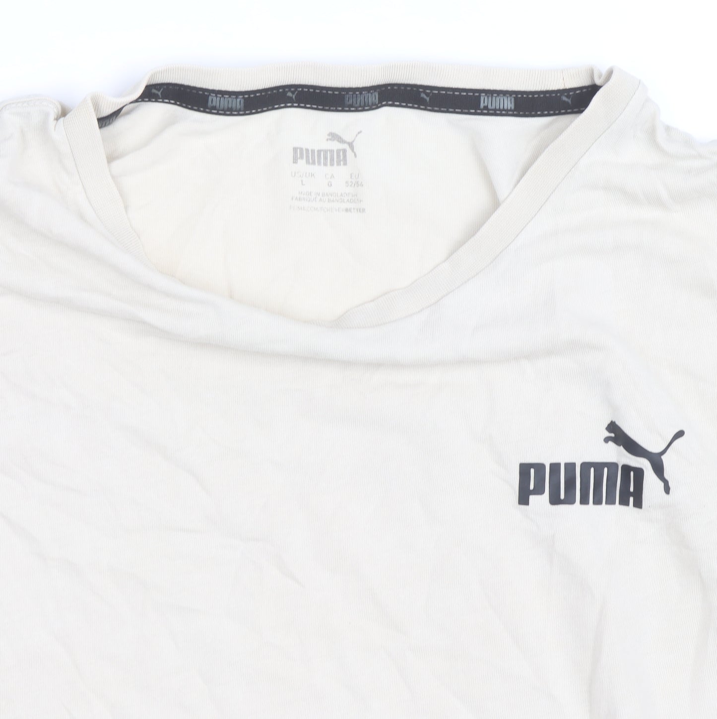 Puma Men's Beige Crew Neck Short Sleeve Cotton T-Shirt Size L