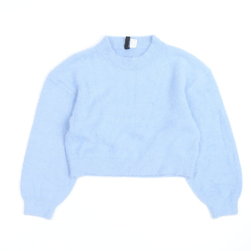 Divided Women Blue Knit Crew Neck Long Sleeve Pullover M