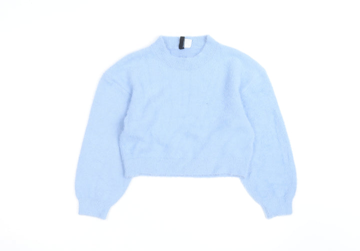 Divided Women Blue Knit Crew Neck Long Sleeve Pullover M