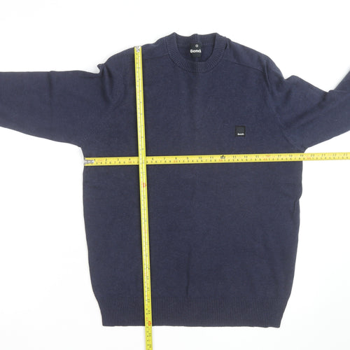 Bench Men's Blue Cotton Blend Crew Neck Jumper Size S