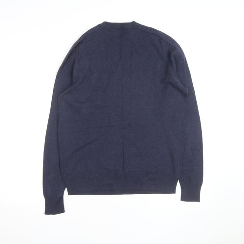 Bench Men's Blue Cotton Blend Crew Neck Jumper Size S