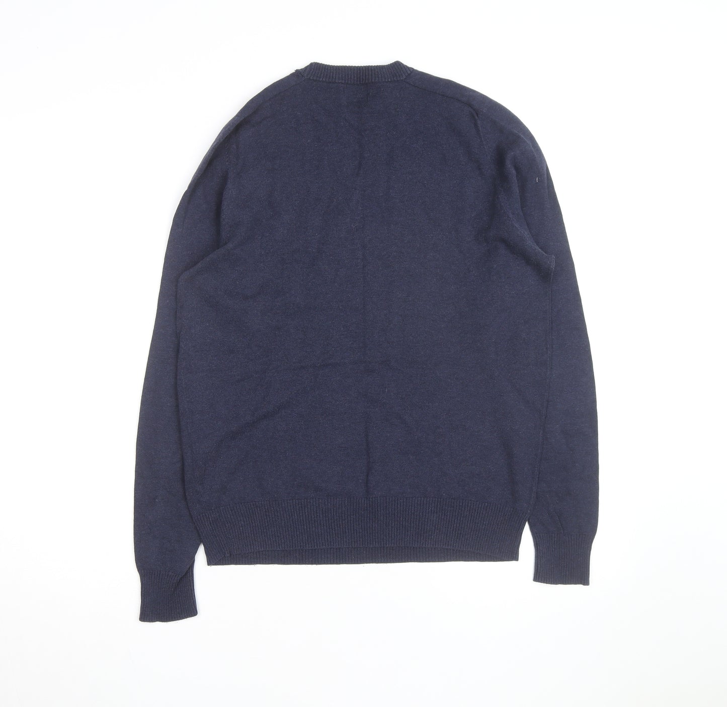 Bench Men's Blue Cotton Blend Crew Neck Jumper Size S