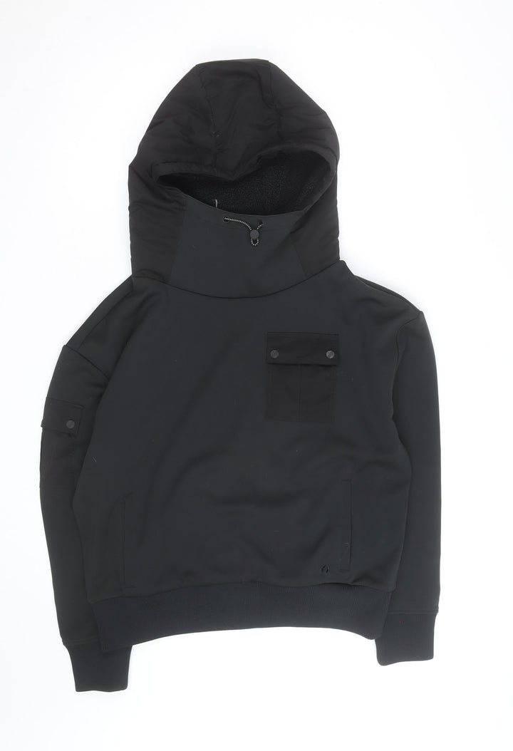 ACAI Unisex Black Pull Over High Neck Fleece Lined Hoodie M