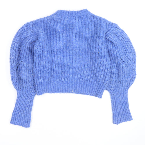 PrettyLittleThing Women Blue Chunky Knit Puff Sleeve Jumper XS