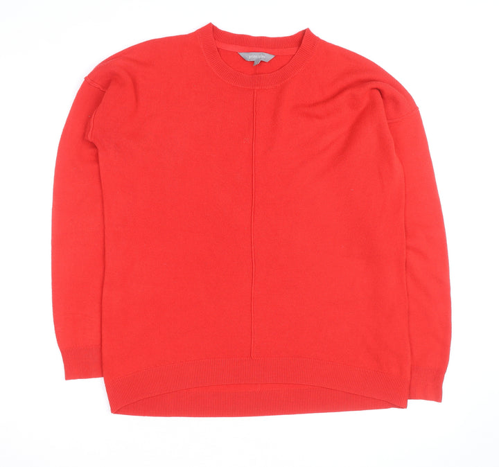Principles Women's Red Crew Neck Long Sleeve Cotton Jumper Size 12