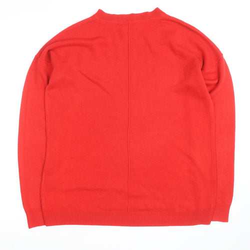 Principles Women's Red Crew Neck Long Sleeve Cotton Jumper Size 12