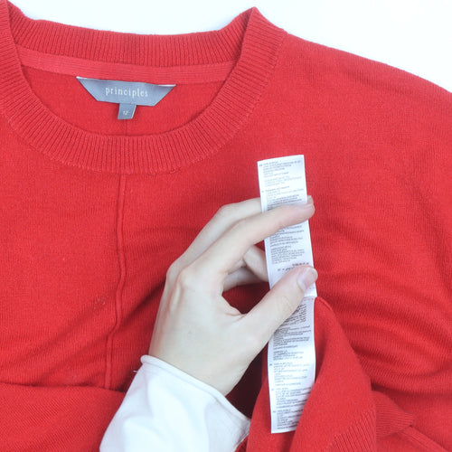 Principles Women's Red Crew Neck Long Sleeve Cotton Jumper Size 12