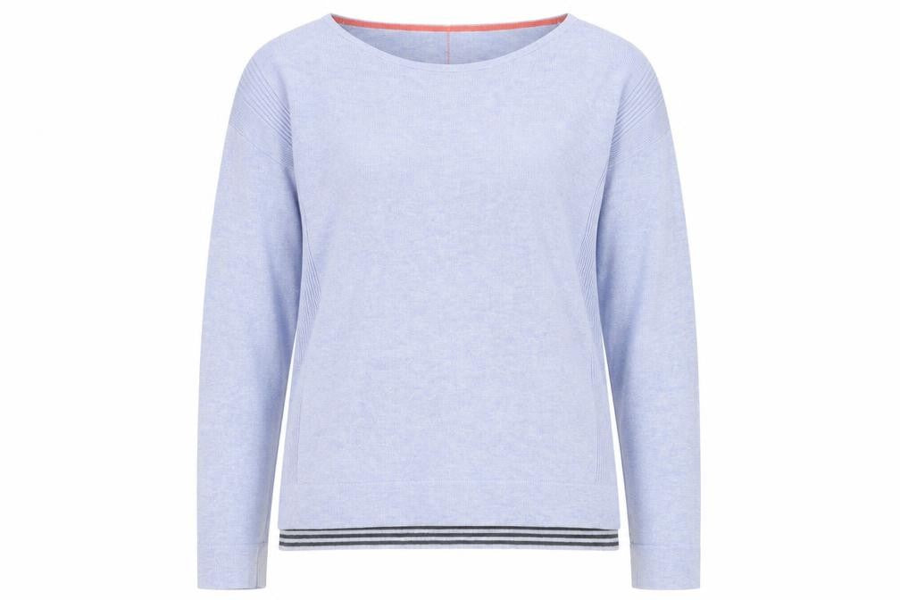Front view of White Stuff Women Blue, size 8, Crew Neck jumper