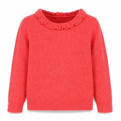 Monsoon Red Alpaca Wool Blend Ruffle Neck Jumper L Unisex