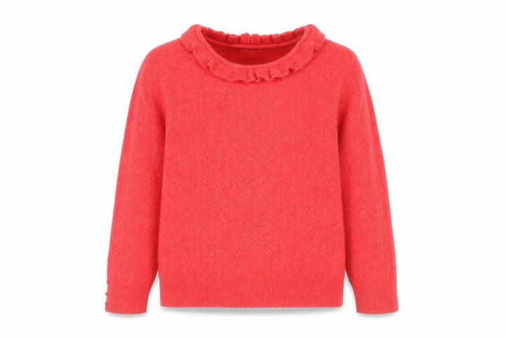 Monsoon Red Alpaca Wool Blend Ruffle Neck Jumper L Unisex