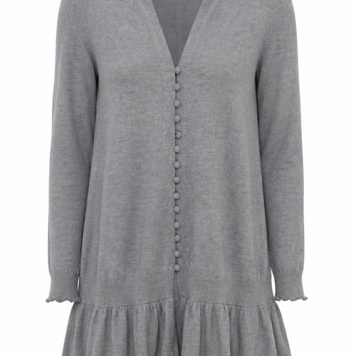 Marks and Spencer Per Una Grey Ruffle Hem Cardigan Size 14 Women’s Knit