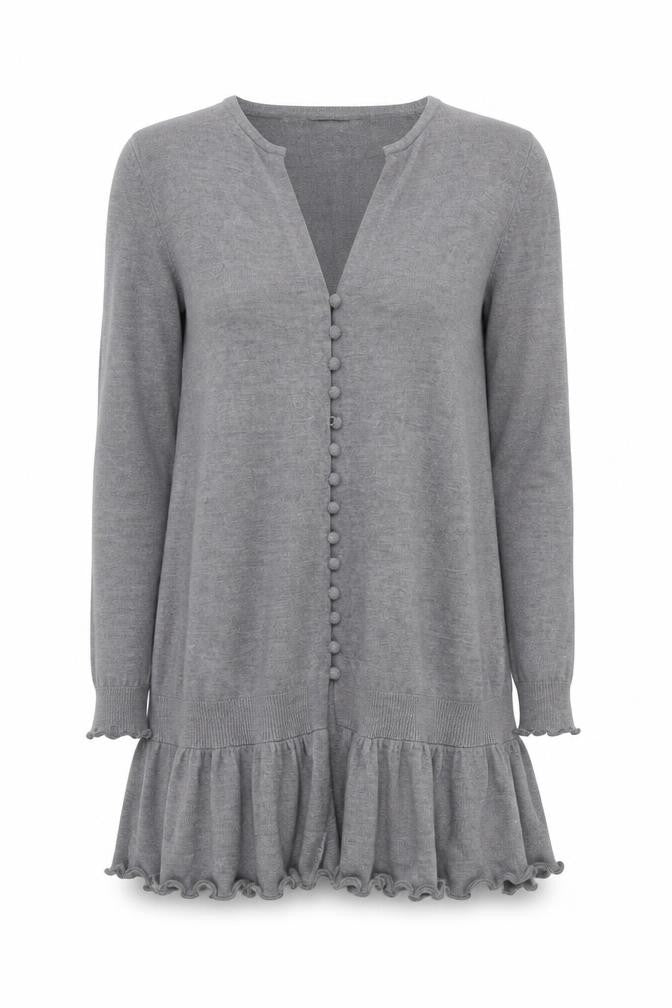 Marks and Spencer Per Una Grey Ruffle Hem Cardigan Size 14 Women’s Knit