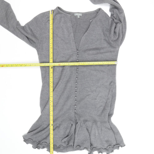 Marks and Spencer Per Una Grey Ruffle Hem Cardigan Size 14 Women’s Knit